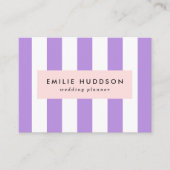 Lila Streifen, weiße Streifen, Streifenmuster Visitenkarte (Vorderseite)