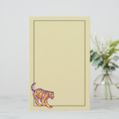 Lila Streifen Wild Cat Tiger Illustration Briefpapier (Stehend Vorderseite)