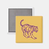 Lila Streifen Wild Cat Tiger Illustration Magnet (Vorderseite/Rückseite)