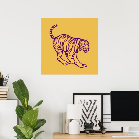 Lila Streifen Wild Cat Tiger Illustration Poster (Heimbüro)