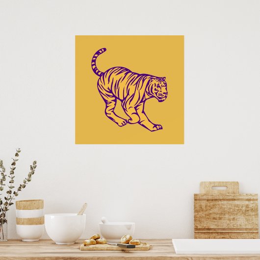 Lila Streifen Wild Cat Tiger Illustration Poster (Küche)