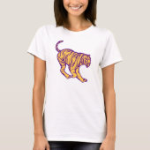 Lila Streifen Wild Cat Tiger Illustration T-Shirt (Vorderseite)