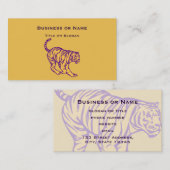 Lila Streifen Wild Cat Tiger Illustration Visitenkarte (Vorne/Hinten)