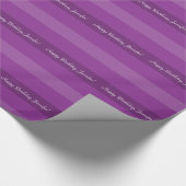 Lila Streifen zum Geburtstag, Name, Geschenkpapier (Ecke)