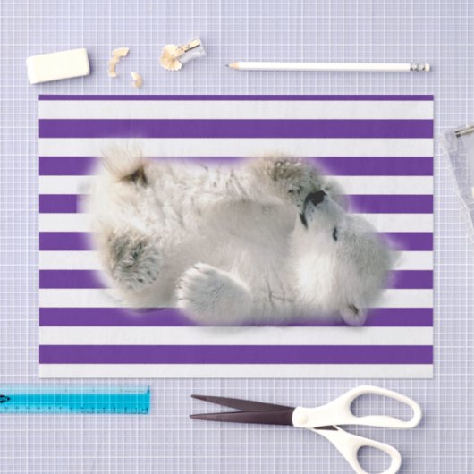 Lila Streifenbär aus Gewebepapier Seidenpapier (Handwerk)