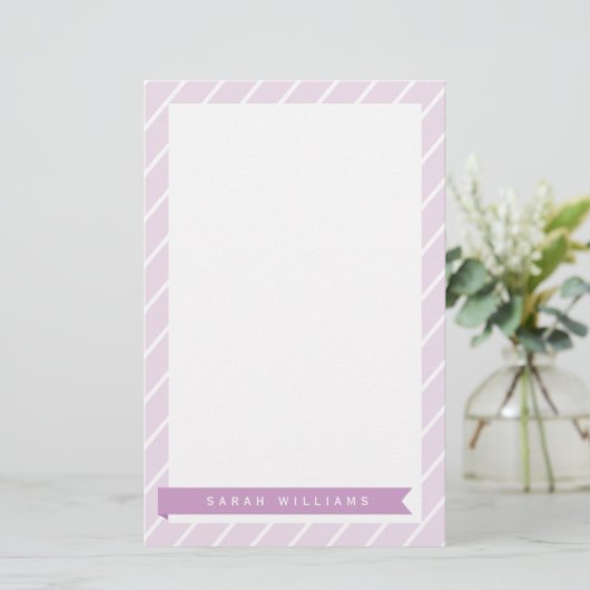 Lila Streifenmuster Briefpapier (Stehend Vorderseite)