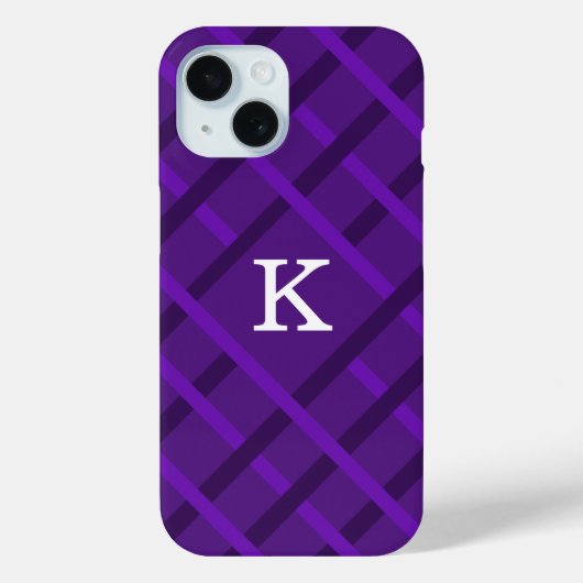 Lila Streifenmuster-Design einzelnes Initial Case-Mate iPhone Hülle (Rückseite)