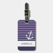 Lila Streifenmuster für Nautische Lavendel Gepäckanhänger (Vorderseite vertikal)