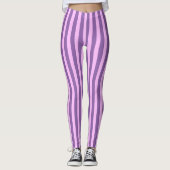 Lila Streifenmuster, rosa und orchid Leggings (Vorderseite)