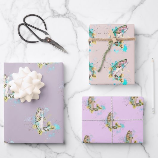 Lila Streifenpapierblätter für Regenbogenpressen Geschenkpapier Set (Vorderseite)