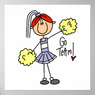 Lila Strichmännchen Cheerleader T - Shirt und Gesc Poster