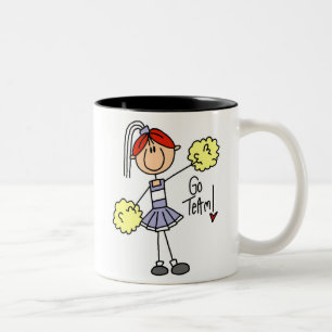 Lila Strichmännchen-Cheerleader-T - Shirts und Zweifarbige Tasse