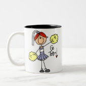 Lila Strichmännchen-Cheerleader-T - Shirts und Zweifarbige Tasse (Links)