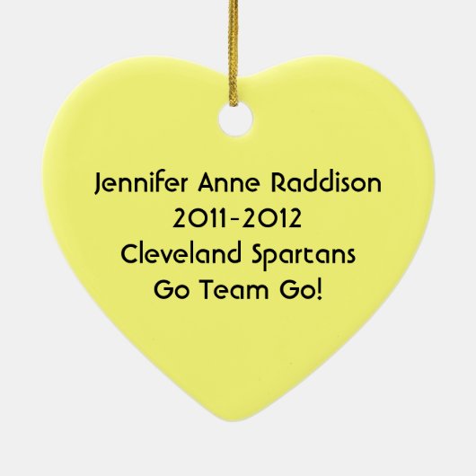 Lila Strichmännchen-Cheerleader-Verzierung Keramikornament (Hinten)