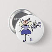 Lila Strichmännchen-Engels-Knopf Button (Vorne & Hinten)