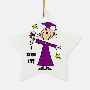 Lila Strichmännchen-Mädchen-Absolvent Keramik Ornament
