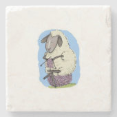 Lila strickende Schafe Steinuntersetzer (Vorderseite)