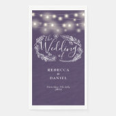 Lila String Lights Bluescript-Hochzeit Serviette (Vorderseite)
