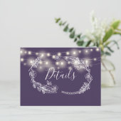 Lila String Lights Hochzeitskarte Einladung (Stehend Vorderseite)