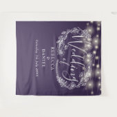 Lila String Lights Hochzeitungs-Foto-Hintergrundpr Wandteppich (Vorderseite (Horizontal))