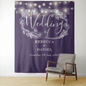 Lila String Lights Hochzeitungs-Foto-Hintergrundpr Wandteppich (Beispiel)