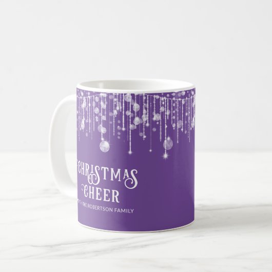Lila String Lights Party Kaffeetasse (Vorderseite Links)