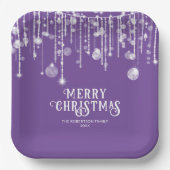 Lila String Lights Party Pappteller (Vorderseite)