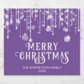 Lila String Lights Party Schaumweinetikett (Einzelnes Label)