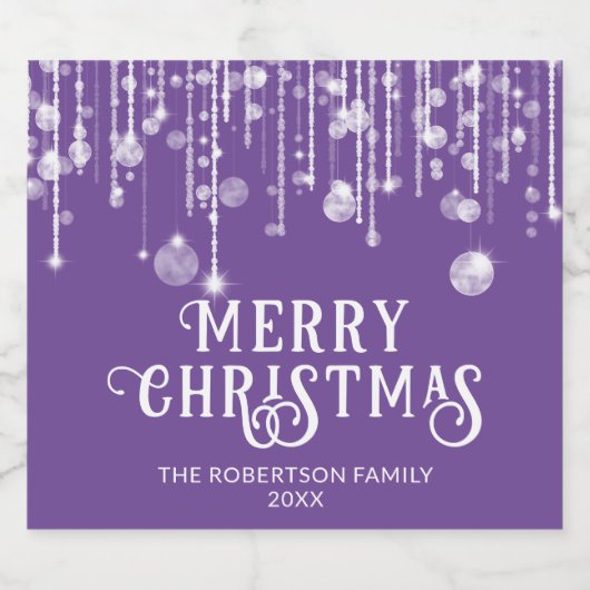 Lila String Lights Party Schaumweinetikett (Einzelnes Label)