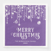 Lila String Lights Party Serviette (Vorderseite)