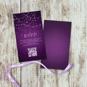 Lila String Lights QR Code Wedding RSVP Begleitkarte