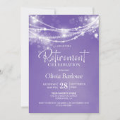 Lila String Lights-Retirement-Party Einladung (Vorderseite)