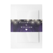 Lila String Lights Rustic Wood Boho Barn Wedding Einladungsbanderole (Vorderseite Beispiel)