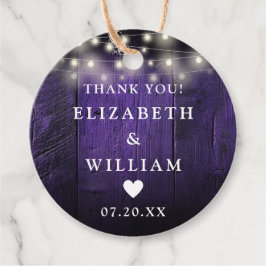 Lila String Lights Rustic Wood Boho Barn Wedding Geschenkanhänger