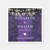 Lila String Lights Rustic Wood Boho Barn Wedding Serviette (Vorderseite)