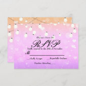 Lila String Lights Sparkle Party RSVP Card (Vorne/Hinten)
