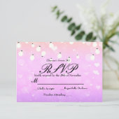 Lila String Lights Sparkle Party RSVP Card Karte (Stehend Vorderseite)