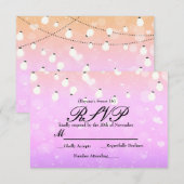 Lila String Lights Sparkle Party RSVP Card Karte (Vorne/Hinten)