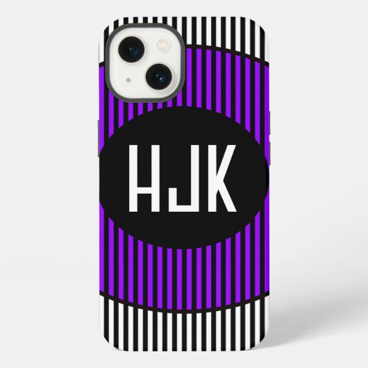 LILA STRIP & Monogramm-Gehäuse iPhone Hülle (Rückseite)