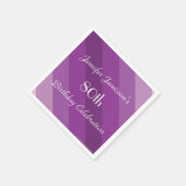 Lila Stripe 80. Geburtstagsparty Serviette (Ecke)