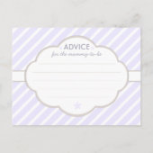 Lila Stripe Baby Duschempfehlung für Mama Hinweiskarte (Rückseite)