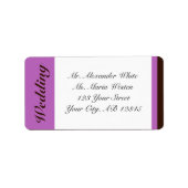 Lila Stripe ChocolateBrown Wedding Address Label Adressaufkleber (Vorne)