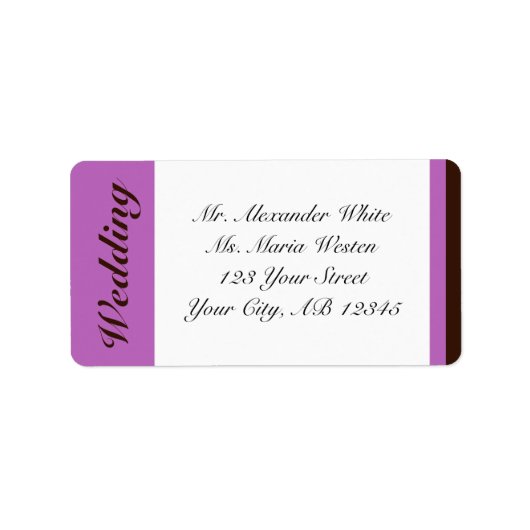 Lila Stripe ChocolateBrown Wedding Address Label Adressaufkleber (Vorne)