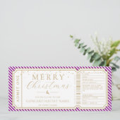 Lila Stripe Concept Ticket Gutscheinkarte Einladung (Stehend Vorderseite)