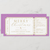 Lila Stripe Concept Ticket Gutscheinkarte Einladung (Vorne/Hinten)