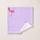 LILA STRIPE FLAMINGO BADEZIMMER TOWEL SET (Waschlappen)