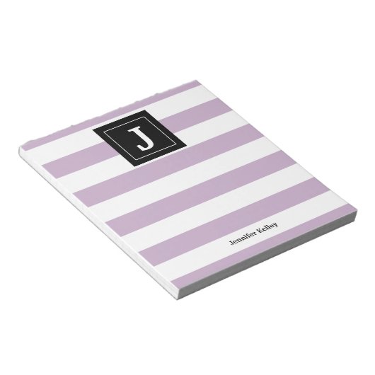 Lila Stripes für Monogram Notepad, schwarz Notizblock (angewinkelt)