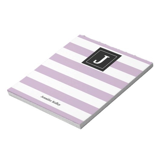Lila Stripes für Monogram Notepad, schwarz Notizblock (Rotiert)