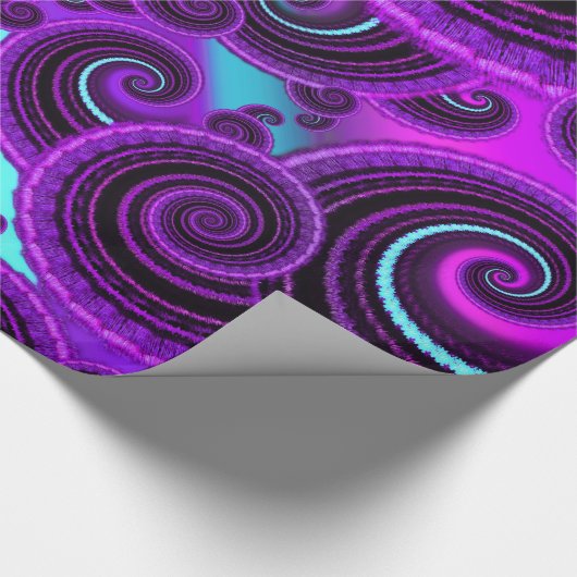 Lila Strudel-Fraktal-Kunst-Muster Geschenkpapier (Ecke)