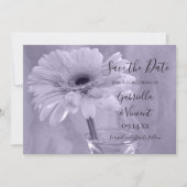 Lila, stumpfe Daisy Wedding Save the Date (Vorderseite)